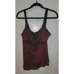 Constance Marie Vintage Y2K Sz XL Sleeveless V-Neck Red Black Floral Top Blouse